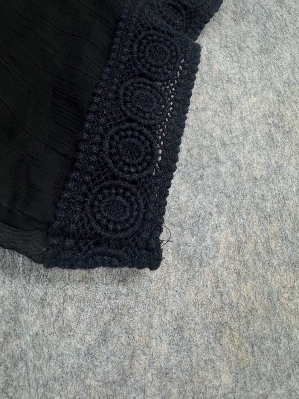 Daniel Rainn Black Boho Blouse Plus Sz 2X Crochet Semi Sheer - Picture 9 of 9